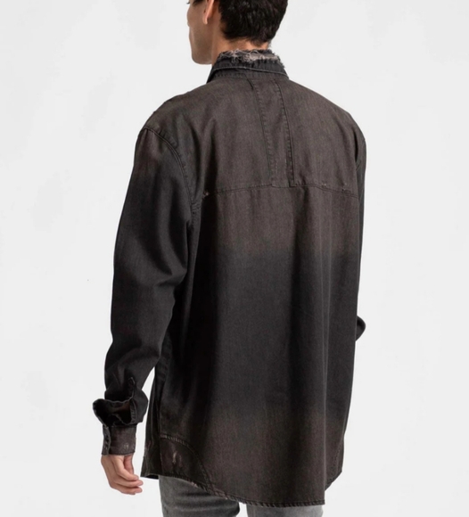 One Teaspoon Pull Over Distressed Denim Shirt - Picture 3 of 7